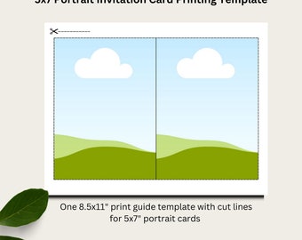 5x7 Portrait Invitation Card Printing Template, Digital Download