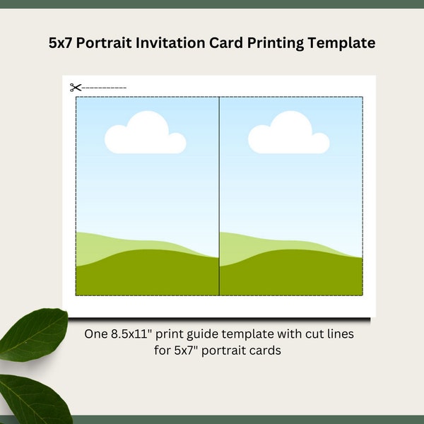 5x7 Portrait Invitation Card Printing Template, Digital Download