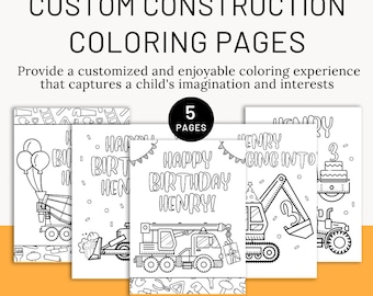 Páginas para colorir com tema de construção personalizado