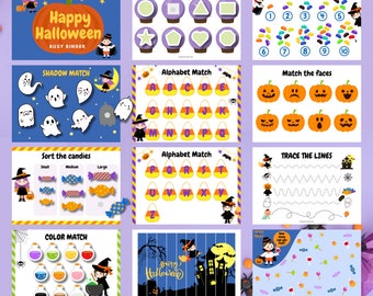 Halloween Busy Binder, Toddler Activity, Preschool Workbook, Pre K Curriculum, Learning Binder, Digital Download