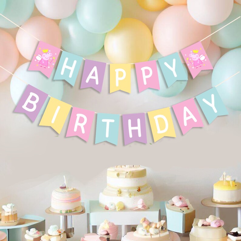 Peppa Pig Birthday Banner Printable Peppa Banner - Etsy Canada