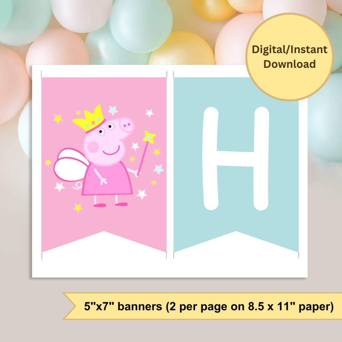 Peppa Pig Birthday Banner Printable Peppa Banner - Etsy Canada
