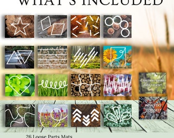 Loose Parts Pattern Mats in Reggio Nature Theme, 26 Nature Photos with Patterns