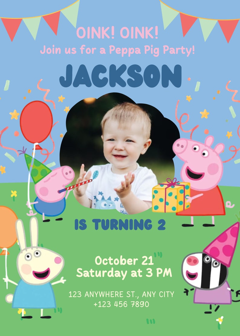Peppa Pig Birthday Invitation Template Printable Birthday - Etsy