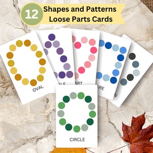 Shapes and Patterns Matching Mandala Loose Parts Cards, Shapes and Colors,  Matching Template Cards, Digital Download, 12 Cards