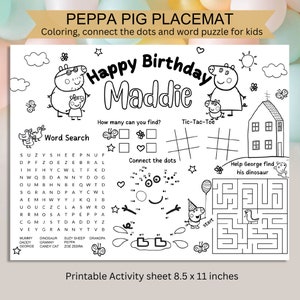Custom Peppa Pig Activity Placemat, Peppa Pig Activity, Peppa Pig Birthday, Peppa Pig Coloring, Peppa Pig Party, Peppa Pig, Peppa Puzzles