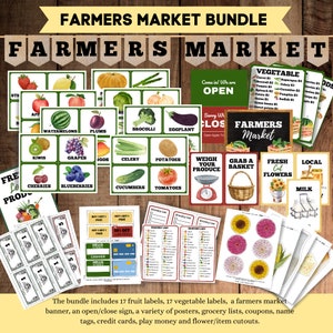Farmers Market Dramatic Play Bundle, Printable Pretend Play Set, Roleplay, Classroom Decor