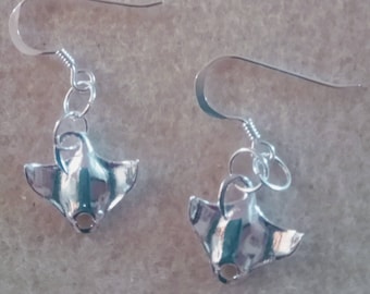Hand made Sterling silver Manta Ray earrings