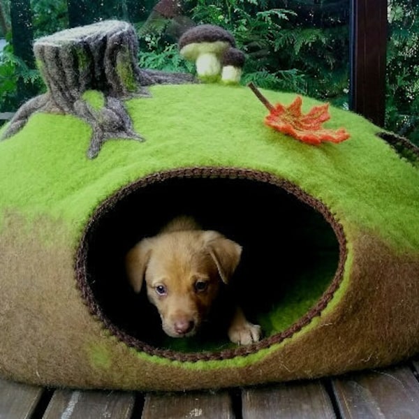 Handgemachtes Haustierhaus aus 100% Naturwolle, Katzen und kleine Hunde Gefäß, Katzenbett Möbel, Katzenhöhle, Katzenhaus