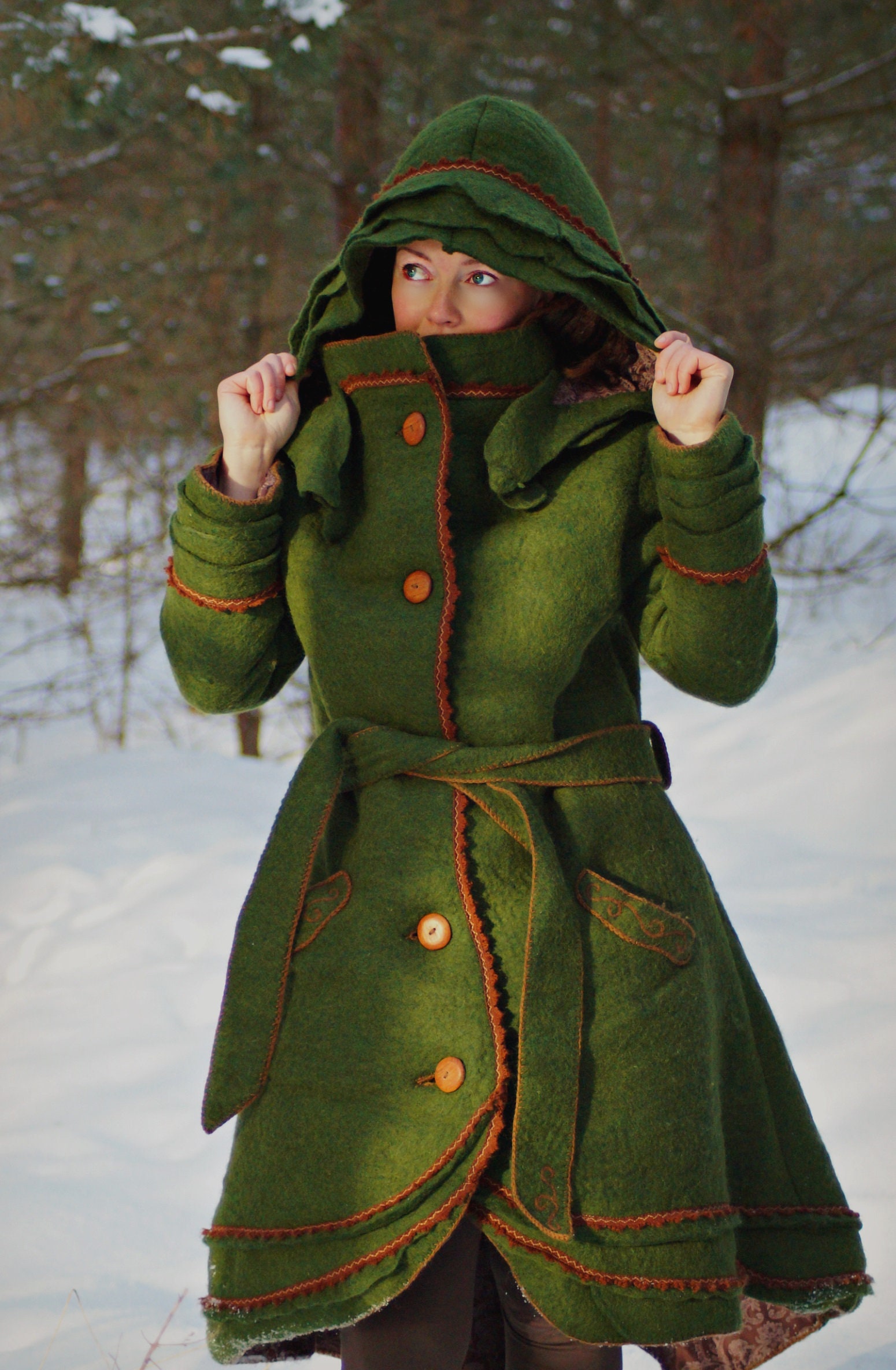 Wool coat in snow sales