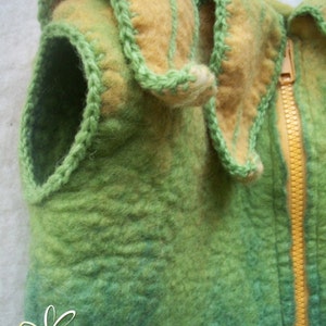 Handmade Merino wool girl vest with flower petals, Felted baby vest, Soft Merino wool vest