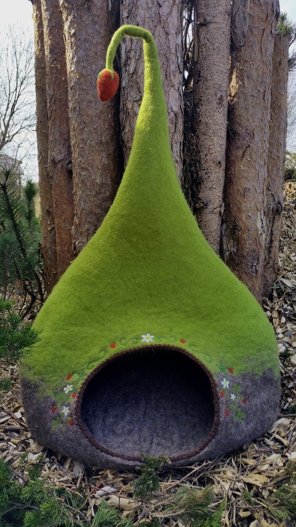 Hand made pet house felted cat cave Forest Etsy