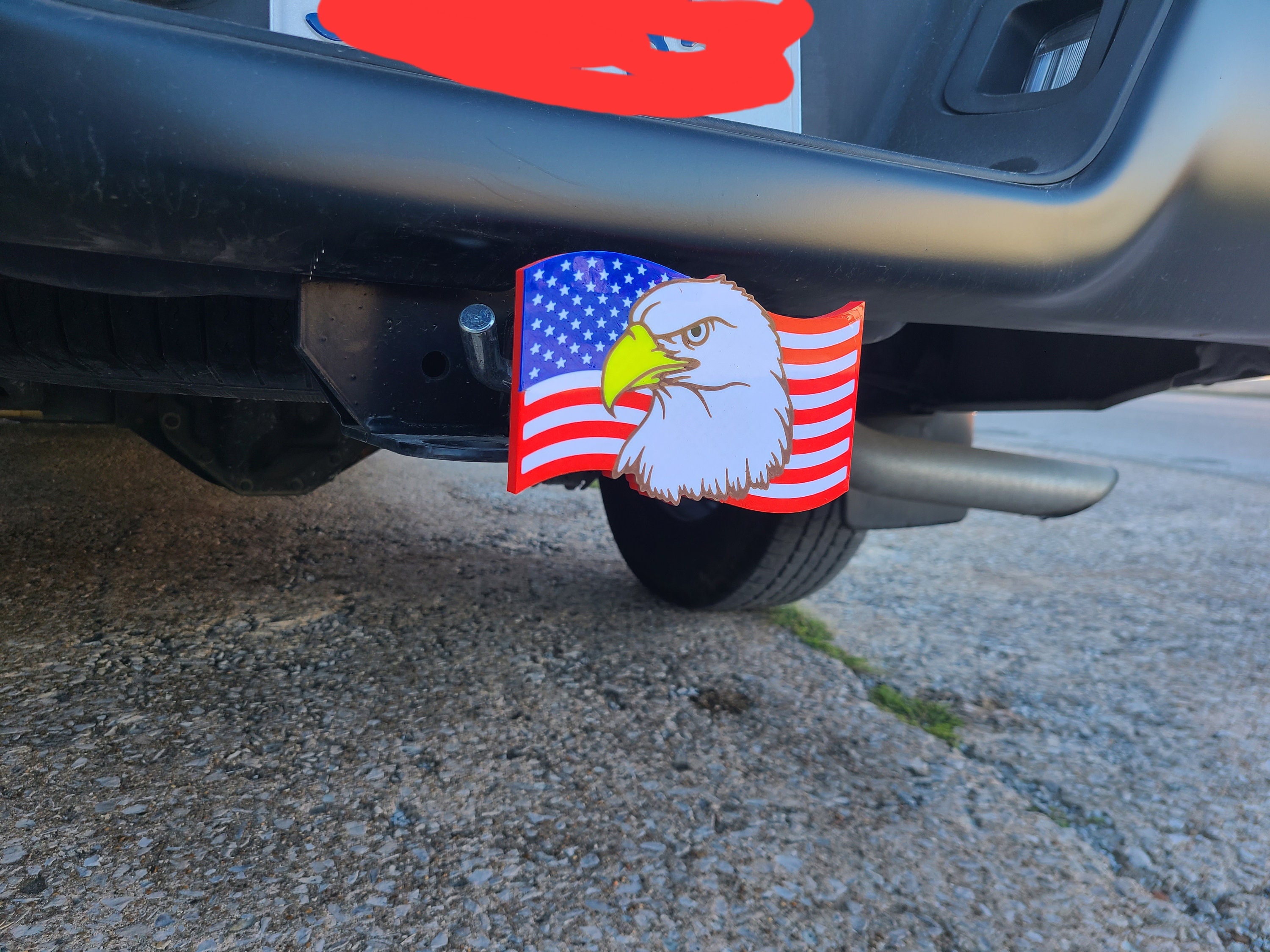 Heavy Stainless Steel American Flag Trailer Hitch Cover For 2 Inch Receivers - With Lock For Trucks & SUVs