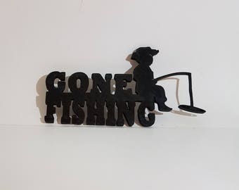 Gone Fishing / Wall Sign / Placa / Pesca / Al aire libre / Big Catch / The Big One / Mancave / Decoración del hogar / Múltiples tamaños / Elija su color