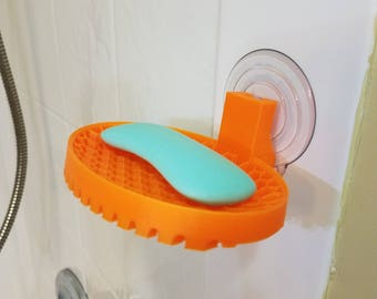 Suction Cup | Soap | Holder | Shower Soap dish | Soap Saver |  Draining | Rack | Bath Tub | Bathroom | Plastic | Keeper | Oval | Bar Soap