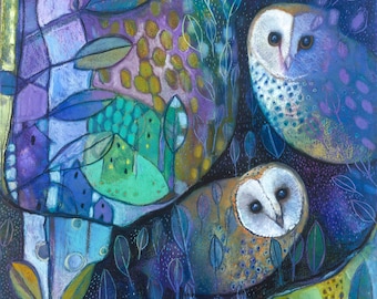 Barn Owl Print / Painting / Art. Mystical romantic wall decor