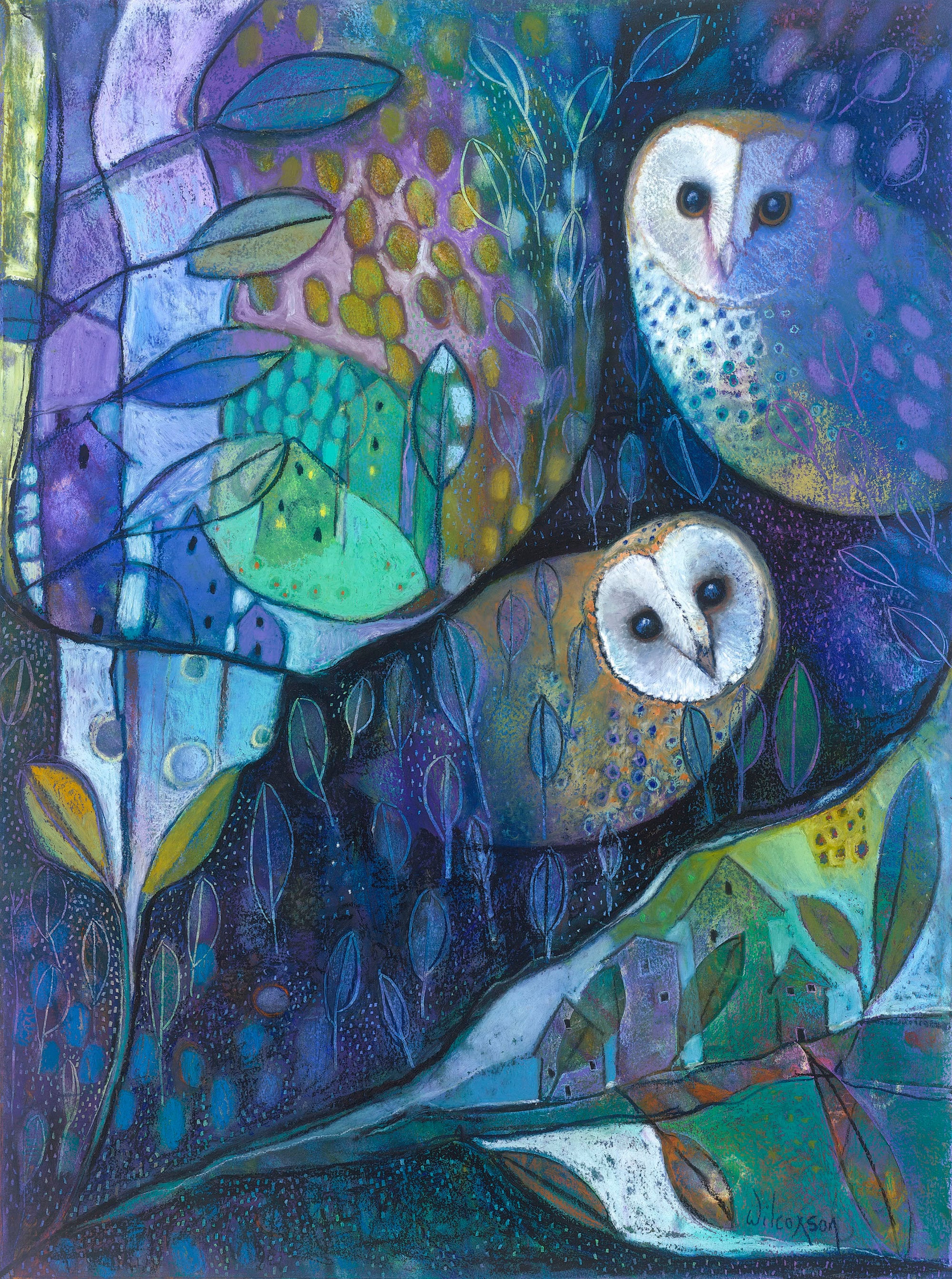Barn Owl Print / Painting / Art. Mystical romantic wall decor
