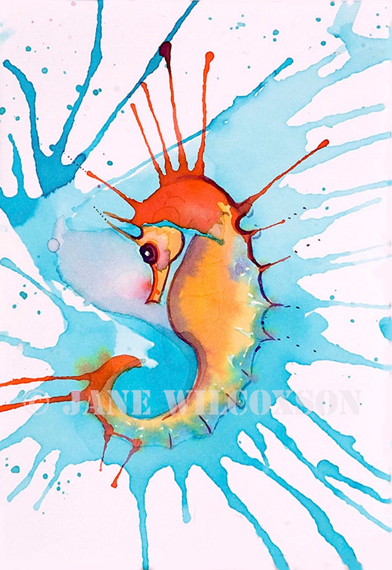 Seahorse, Colorful, Cool, Ocean, Tropical, Art, Print image 1