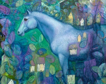 Bramble, Enchanted pony, horse, art, Giclee print by Artist Jane Wilcoxson