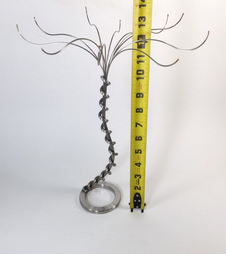 12\u2019 Stainless steel Jewelry Tree Handmade from up-cycled stainless scrap .