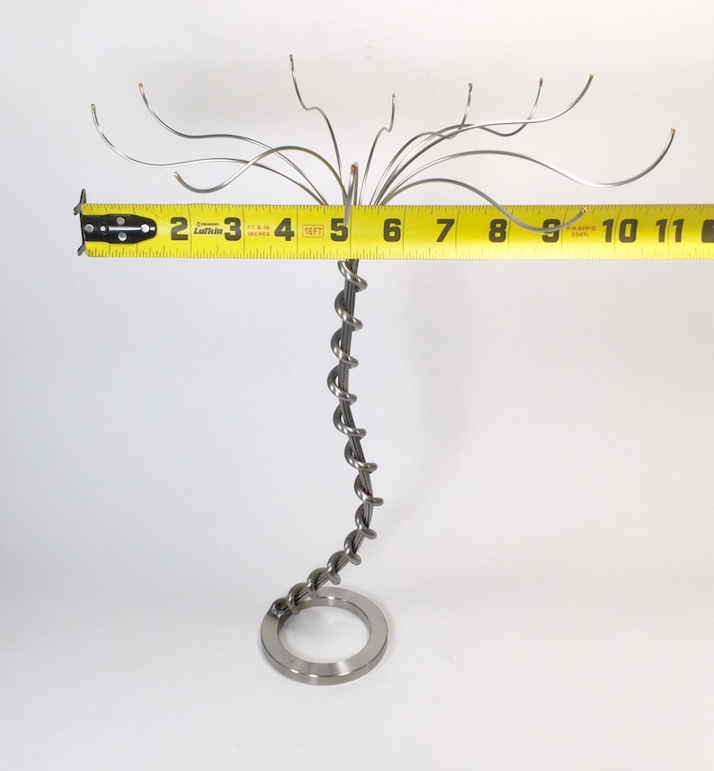 12\u2019 Stainless steel Jewelry Tree Handmade from up-cycled stainless scrap .