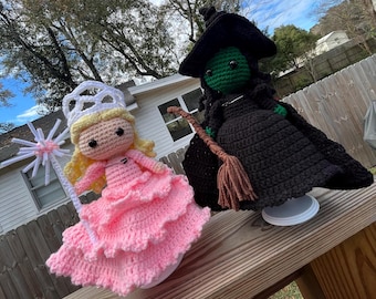 Glinda & Elphaba Wicked Crochet Amigurumi Dolls