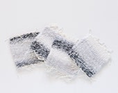 Hand woven mug rug coasters - SHADES OF GRAY - set of 4