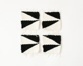 LIMITED AVAILABILITY Hand woven mug rug coasters - black and white - graphic triangle