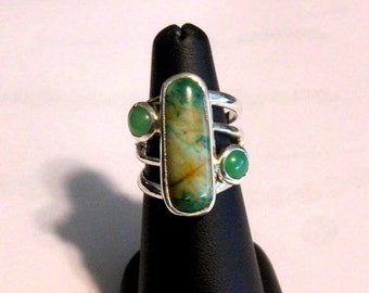 Sterling Silver Ring with Moss Agate