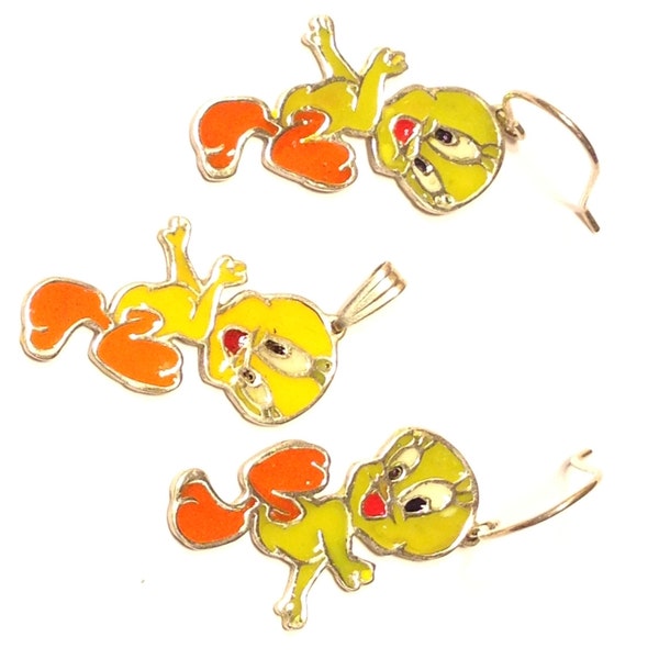 Tweety Bird Earring and Pendant Set