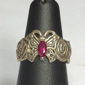 Golden Butterfly Ring with Lab Grown Ruby