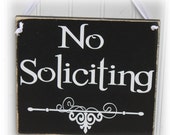 No Soliciting Sign with Scrollwork