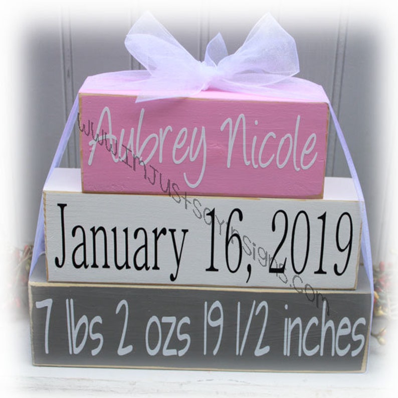 Custom Baby Name Wood Stacking Blocks for Birth Announcement Etsy