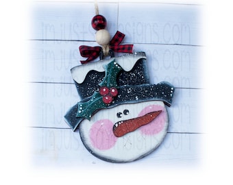 Snowman Head Christmas Ornament, Tree Ornament, Snowman Decor, Winter Decor, Snowmen Decor, Christmas Ornament