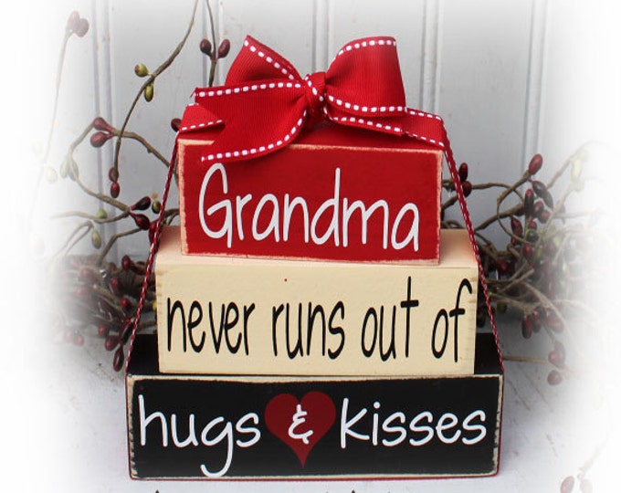 POFULL Oma's Kitchen Dish Towel - Funny 'Never Runs Out Of Kisses And Cookies' Gift Towel For Grandmother, 24x16 Inch