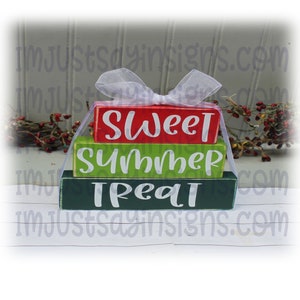 Sweet Summer Treat Itty Bitty Wood Blocks, Tier Tray Decor, Wood Block Decor, Watermelon Decor, Summertime Sign, Summer Blocks