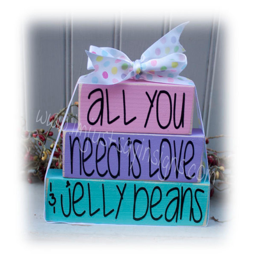 All You Need is Love and Jelly Beans Itty Bitty Blocks, Easter Decor