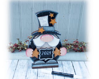 Happy New Year Gnome Decor, Tier Tray Decor, New Years Day Decor, Gnome Decor