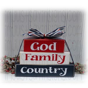 God Family Country Itty Bitty Wood Blocks