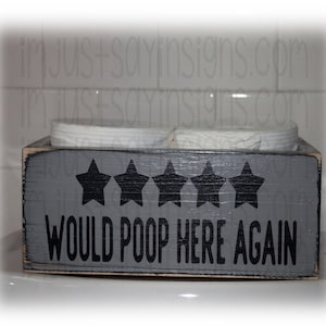 Would Poop Here Again Bathroom Box Toilet Paper Holder Bathroom Caddy