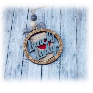 Lunch Lady Christmas Ornament-School Personnel Ornament-Car Charm-Christmas Ornament-Ornament-Lunch Lady Appreciation Gift