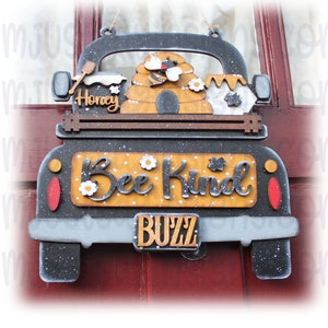 Bee Kind Interchangeable Farm Truck Door Hanger or Stander, Bee Decor, Spring Decor, Front Door DEcor, Porch Decor