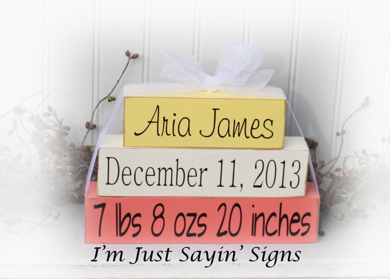 Custom Baby Name Wood Stacking Blocks for Birth Announcement Etsy