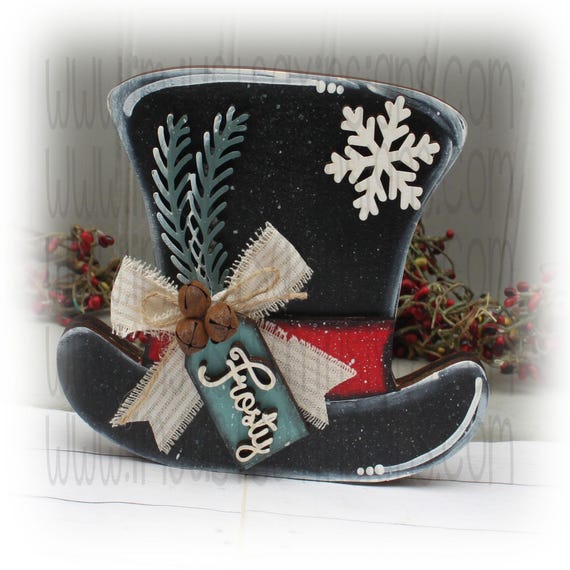 Snowman Top Hat Shelf Sitter for Winter Mantle Display