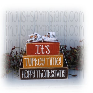 It&#39;s Turkey Time Itty Bitty Wood Stacking Blocks