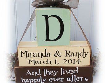 Custom And They Lived Happily Ever After Wood Stacking Blocks