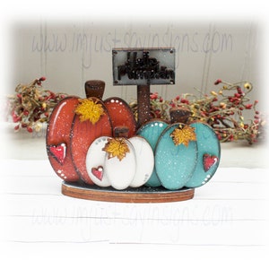 Triple Pumpkin Shelf Sitter, Fall Decor, Pumpkin Decor, Autumn Decor, Tier Tray Decor, Thanksgiving Decor