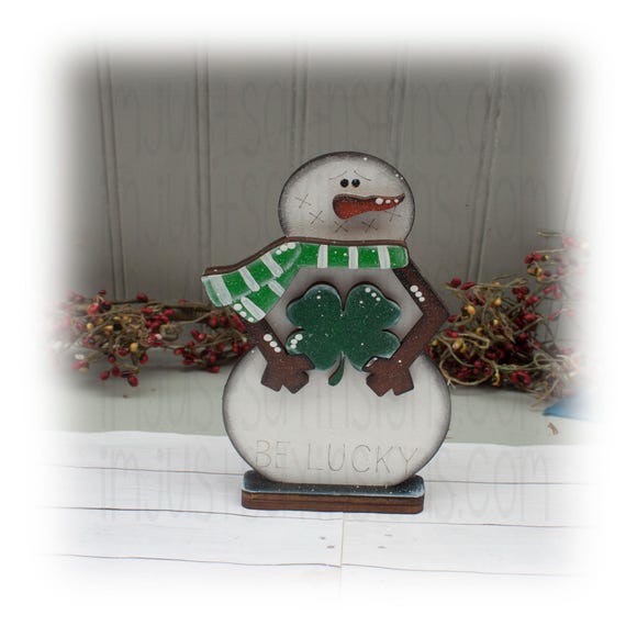 Shamrock Snowman, St Patricks Decor, Shamrock Decor, Snowmen Decor, Tier Tray Decor, Snow Decor, Be Lucky Snowman,Shamrock Snowman,