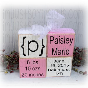 Custom Baby Stat Name  Quad Stacking Blocks