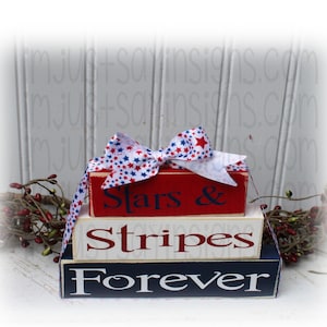 Stars & Stripes Forever Itty Bitty Wood Stacker Blocks